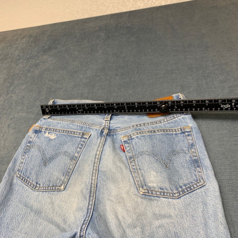 Levi's 501 Straight Jeans Womens 27x30 Blue Denim Original Fit Ripped High Rise - Picture 8 of 16